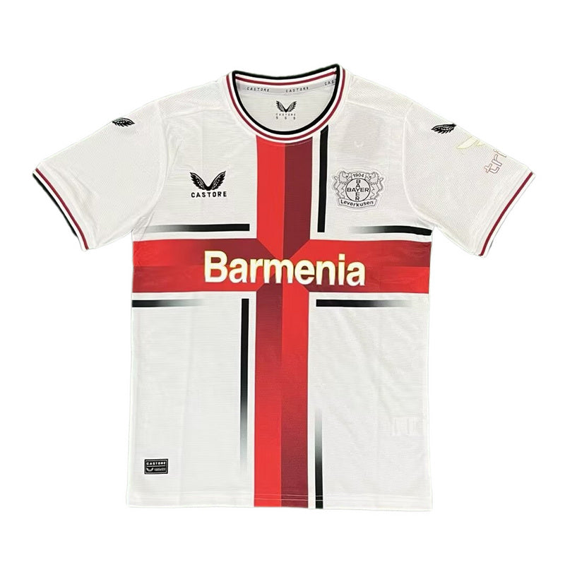 Camisa Bayer Leverkusen Fora 24/25 Branca e vermelha