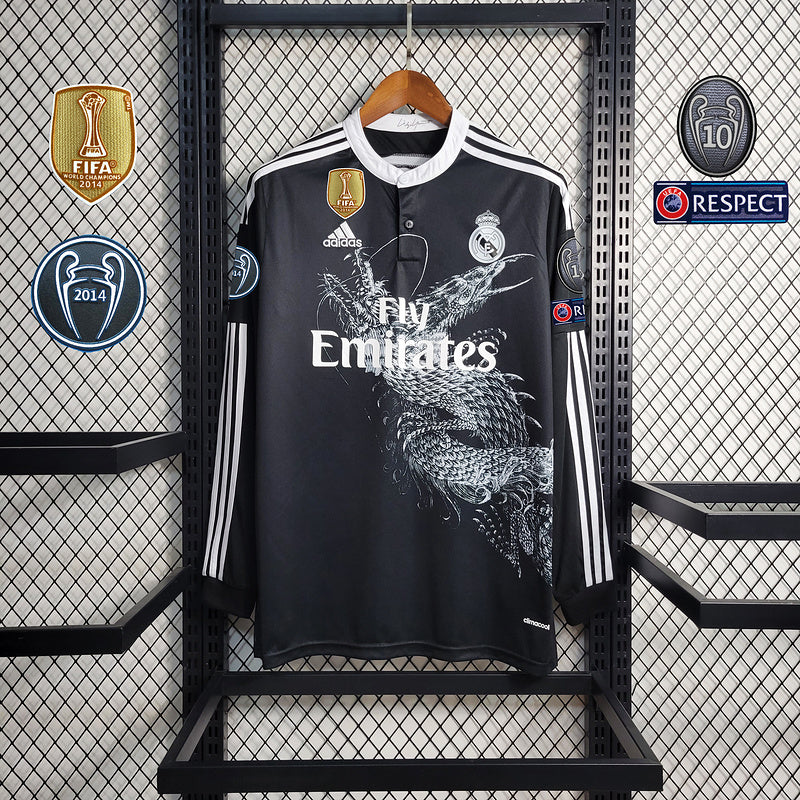 Camisa Retro Manga Longa Real Madrid 2014 - Com Patch