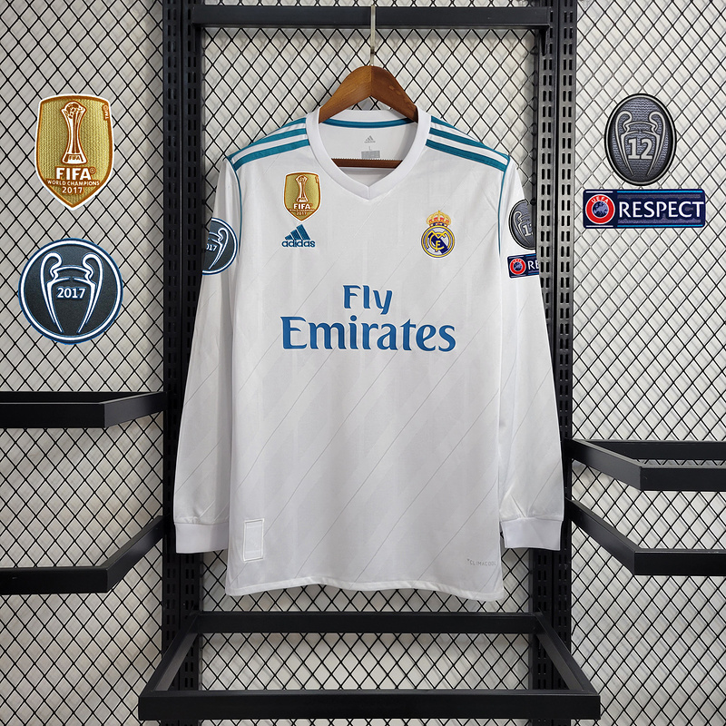 Camisa Retro Manga Longa Real Madrid 17/18 - Com Patch