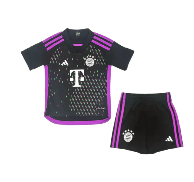 Conjunto Infantil Bayern de Munique Away 23/24 - Preto - Loja da Seven Oficial