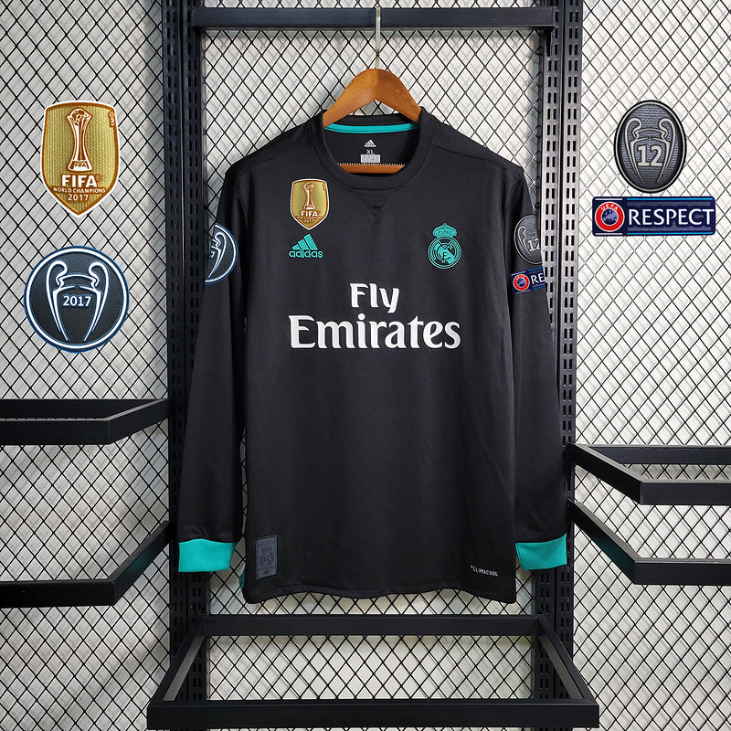 Camisa Retro Manga Longa Real Madrid 17/18 - Com Patch