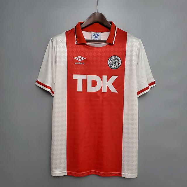 Camisa Ajax Retrô 1990-1992 Vermelha e Branca - Umbro - Loja da Seven Oficial