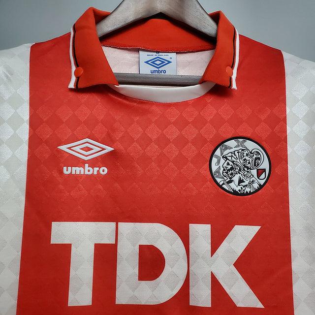 Camisa Ajax Retrô 1990-1992 Vermelha e Branca - Umbro - Loja da Seven Oficial