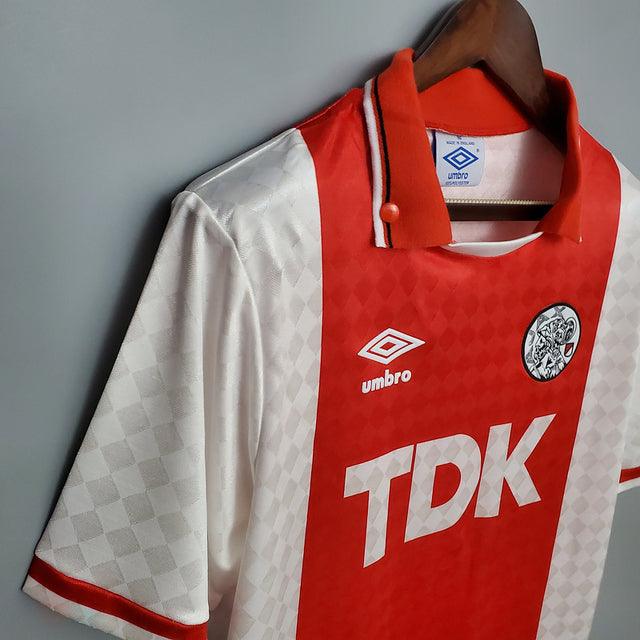 Camisa Ajax Retrô 1990-1992 Vermelha e Branca - Umbro - Loja da Seven Oficial