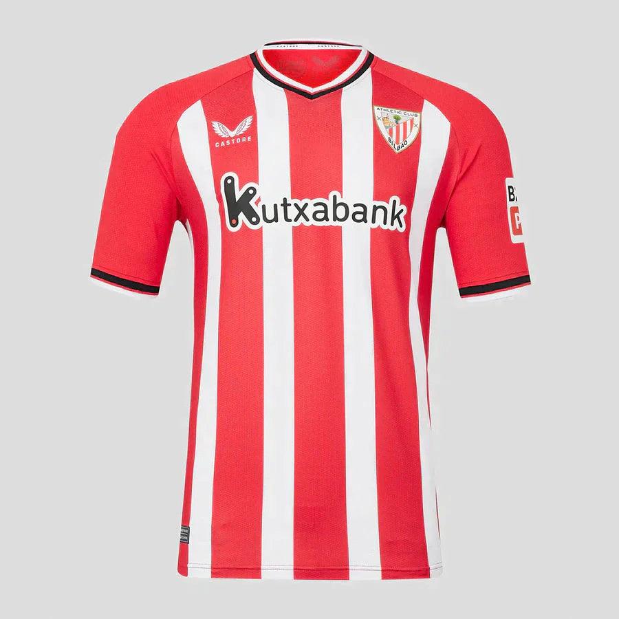 Camisa Athletic Bilbao Home 23/24 s/n° Torcedor Masculina - Vermelho e Branco - Loja da Seven Oficial