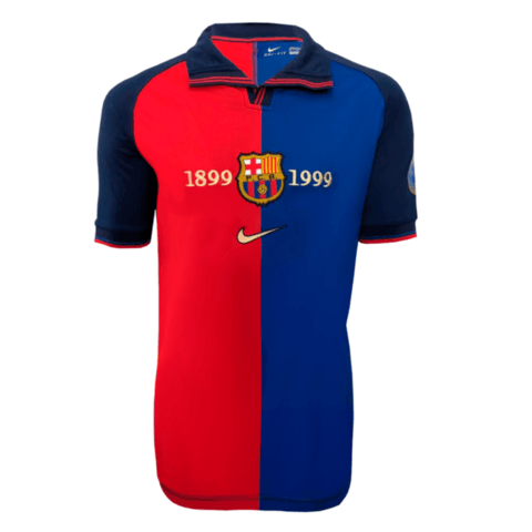 Camisa Barcelona 100 Anos Retrô 1999 Azul e Grená - Nike - Loja da Seven Oficial