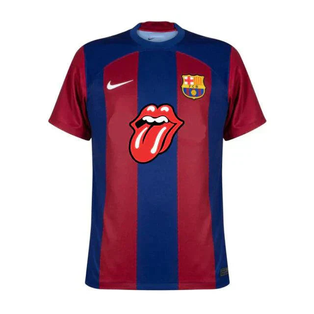 Camisa Barcelona Home Rolling Stones 23/24 s/nº Torcedor Masculina - Azul e Grená - Loja da Seven Oficial