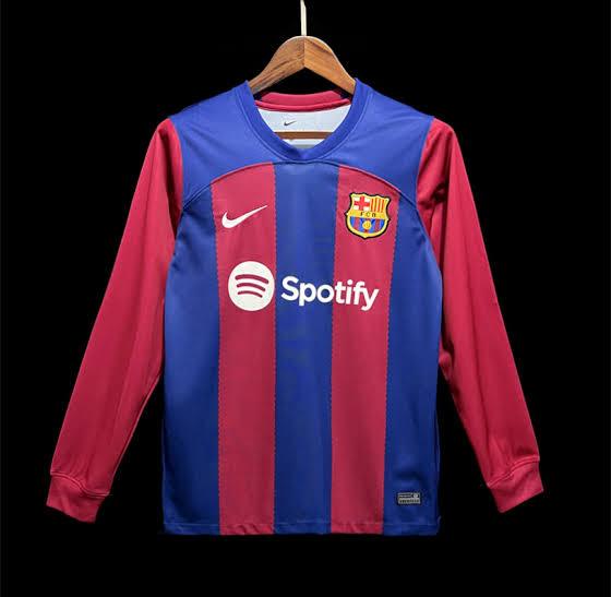 Camisa Barcelona Manga Longa 23/24 Azul e Vermelha - Nike - Loja da Seven Oficial