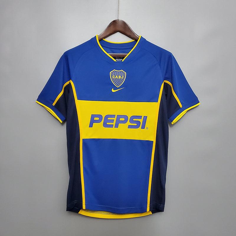 Camisa Boca Juniors Retrô 2002 Azul e Amarela - Nike - Loja da Seven Oficial