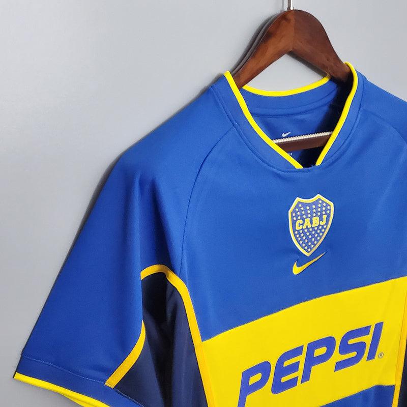 Camisa Boca Juniors Retrô 2002 Azul e Amarela - Nike - Loja da Seven Oficial