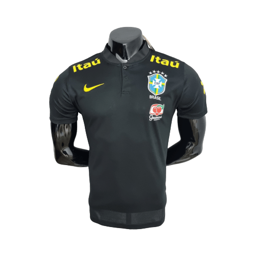 Camisa Brasil Polo Gola Baixa Preta - Masculina - Loja da Seven Oficial