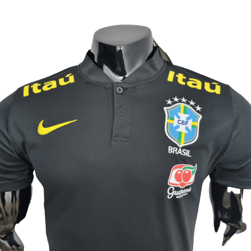 Camisa Brasil Polo Gola Baixa Preta - Masculina - Loja da Seven Oficial