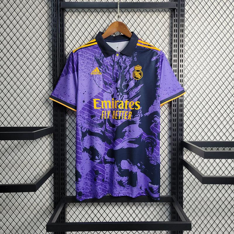 Camisa Edição Especial Real Madrid 23/24 Dragão roxo e preto - Loja da Seven Oficial