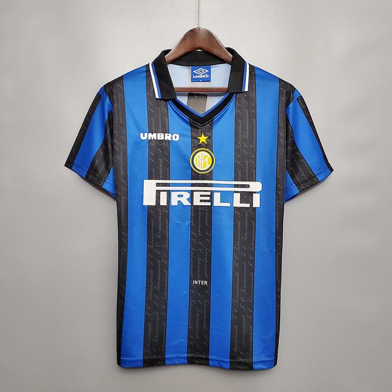 Camisa Inter de Milão Retrô 1997/1998 Azul e Preta - Umbro - Loja da Seven Oficial