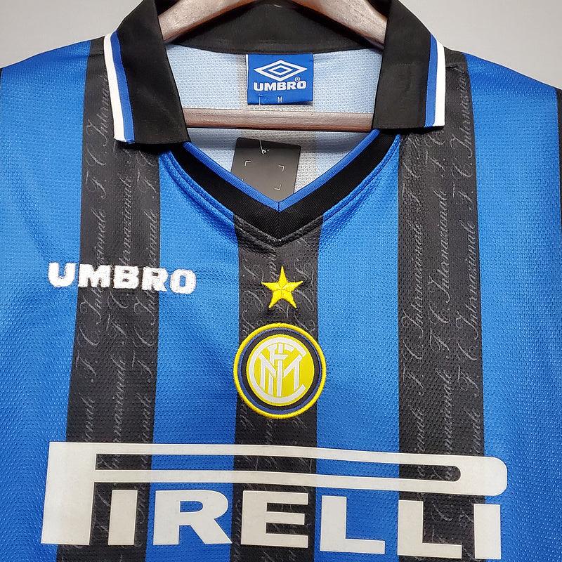 Camisa Inter de Milão Retrô 1997/1998 Azul e Preta - Umbro - Loja da Seven Oficial