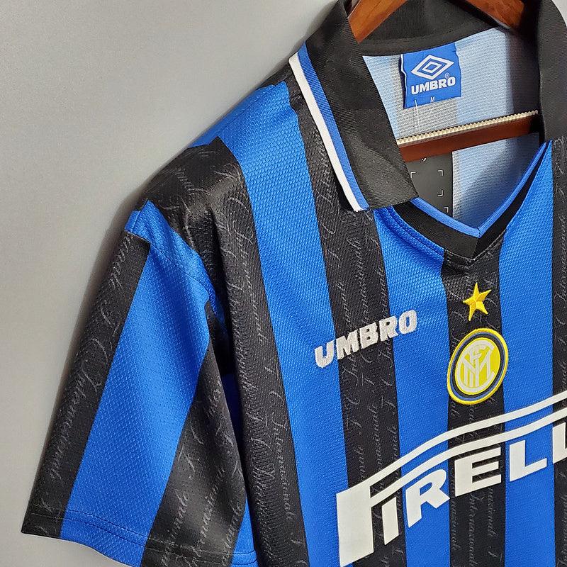 Camisa Inter de Milão Retrô 1997/1998 Azul e Preta - Umbro - Loja da Seven Oficial