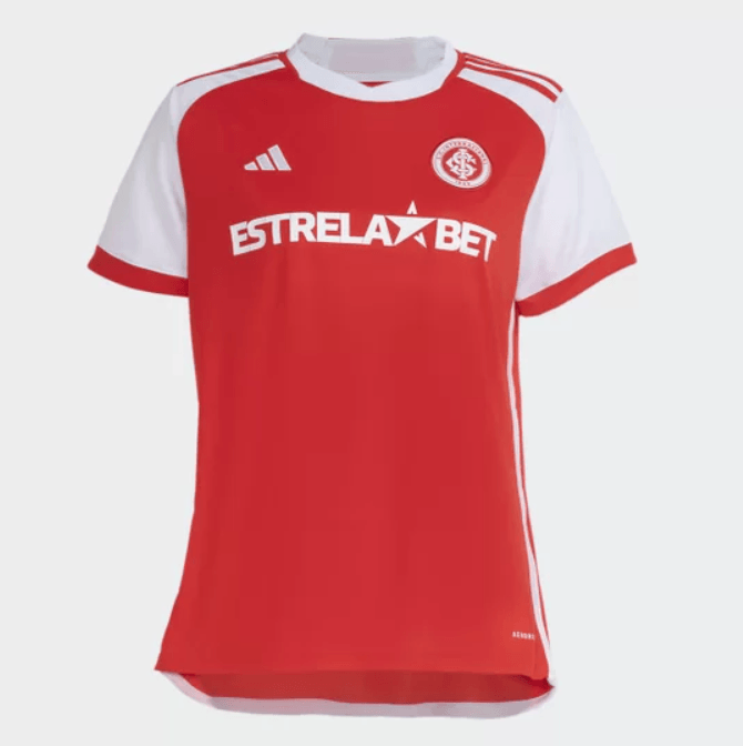 Camisa Internacional I 24/25 Torcedor Adidas Feminina - Vermelho + Branco - Loja da Seven Oficial