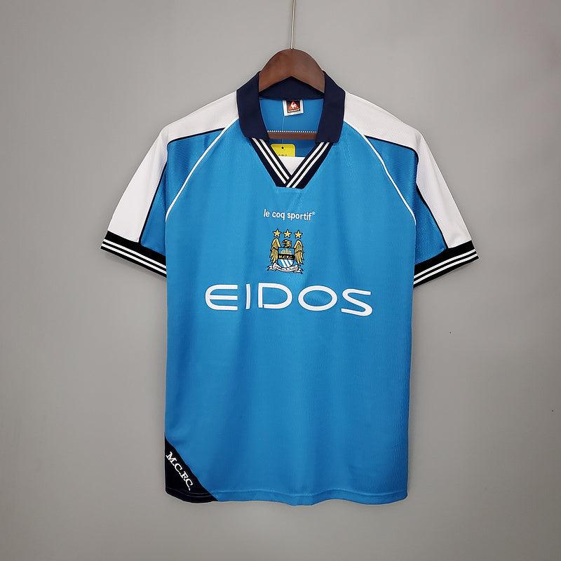 Camisa Manchester City Retrô 1999/2001 Azul - Loja da Seven Oficial