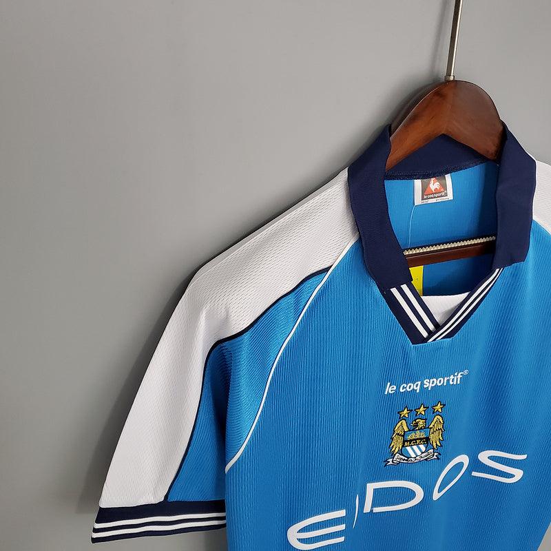 Camisa Manchester City Retrô 1999/2001 Azul - Loja da Seven Oficial