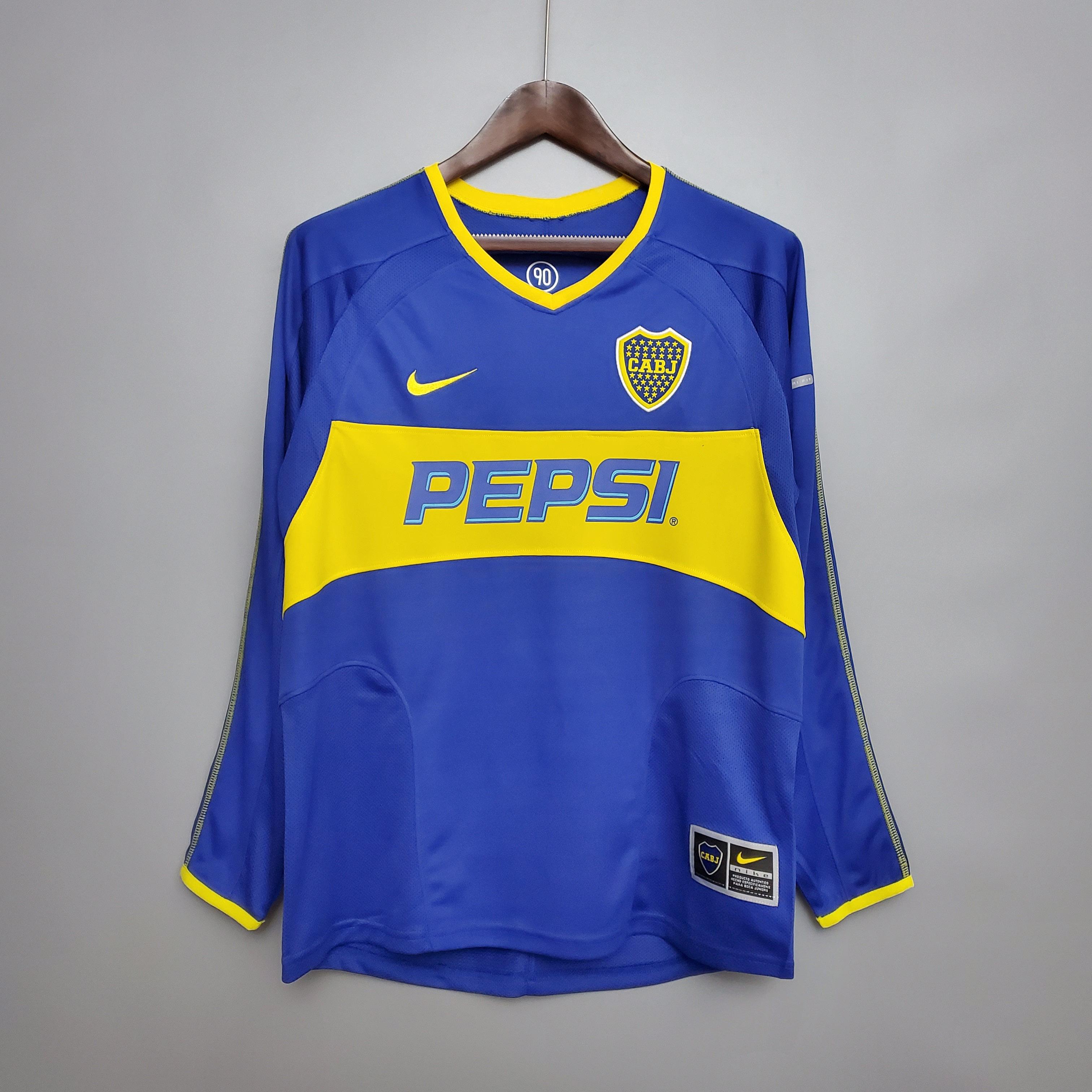 Camisa Manga Longa Boca Juniors 03/04 Nike - Azul e Amarelo - Loja da Seven Oficial