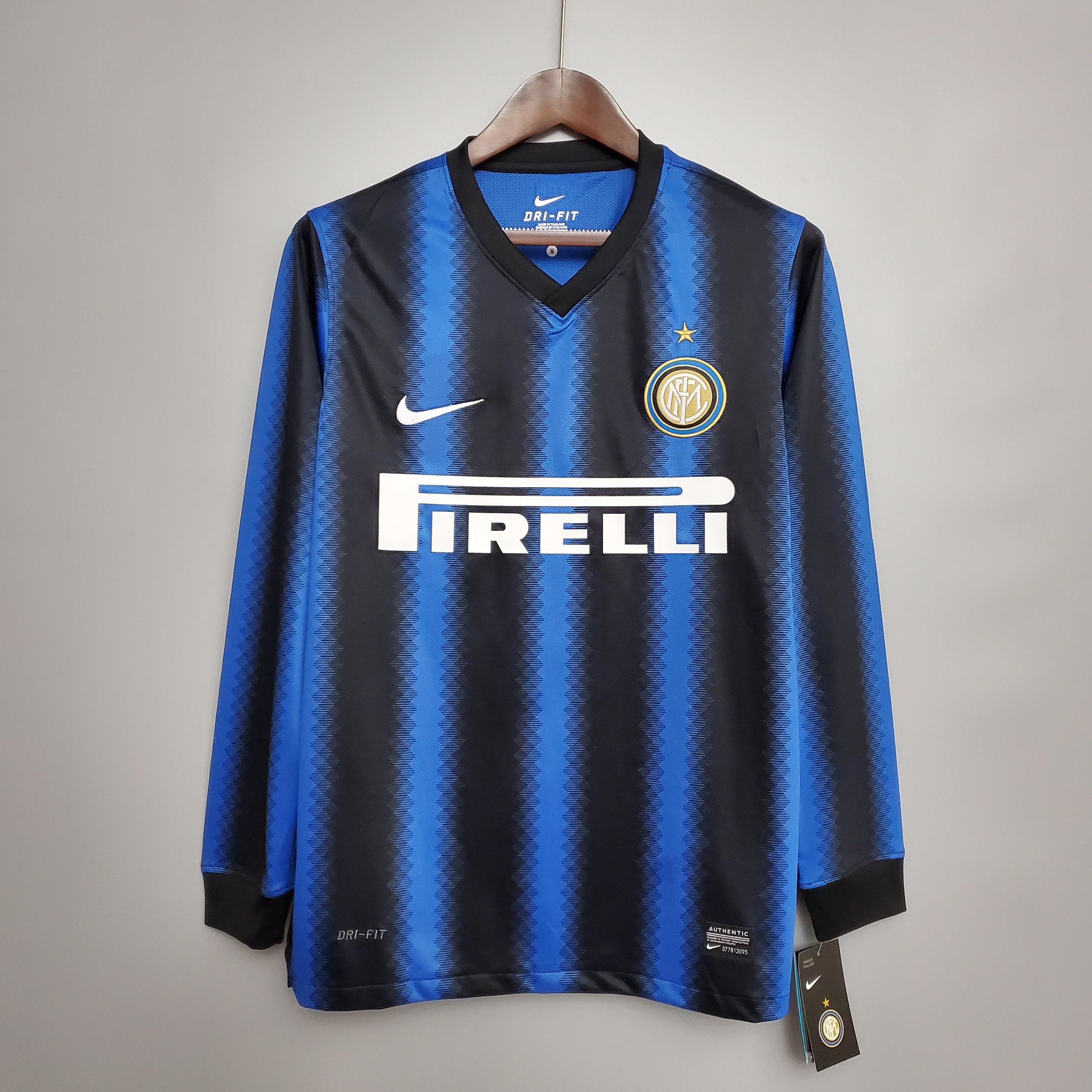 Camisa Manga Longa Inter de Milão I 10/11 Nike - Azul e Preto - Loja da Seven Oficial