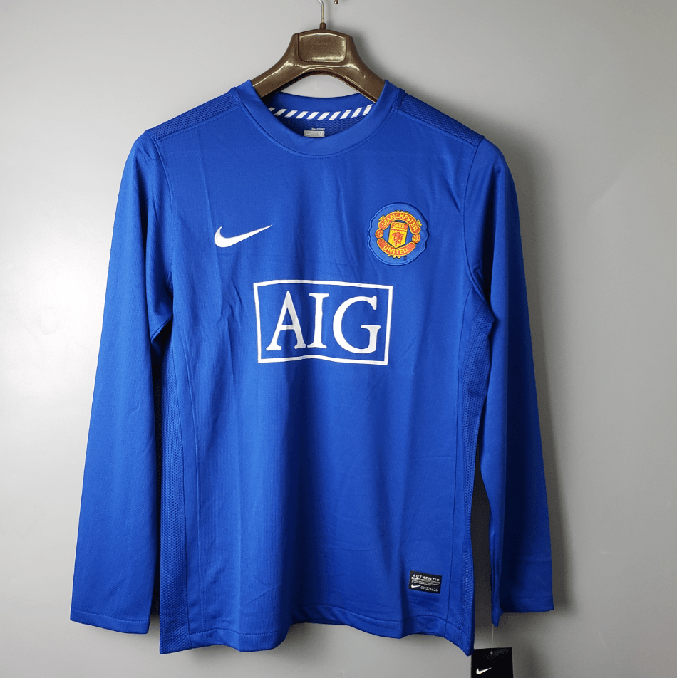 Camisa Manga Longa Manchester United 07/08 Nike - Azul - Loja da Seven Oficial