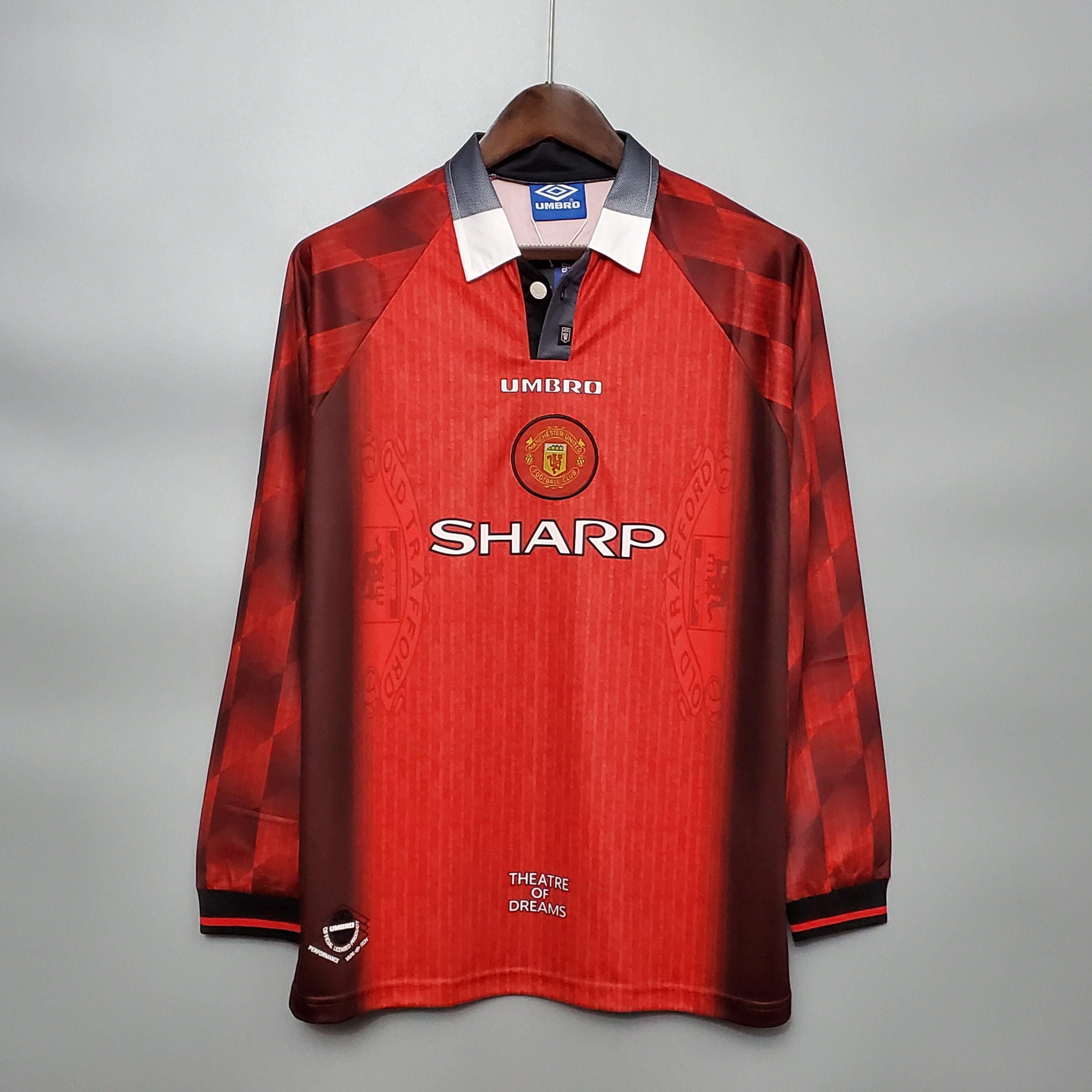 Camisa Manga Longa Manchester United 1996 Umbro - Vermelho - Loja da Seven Oficial