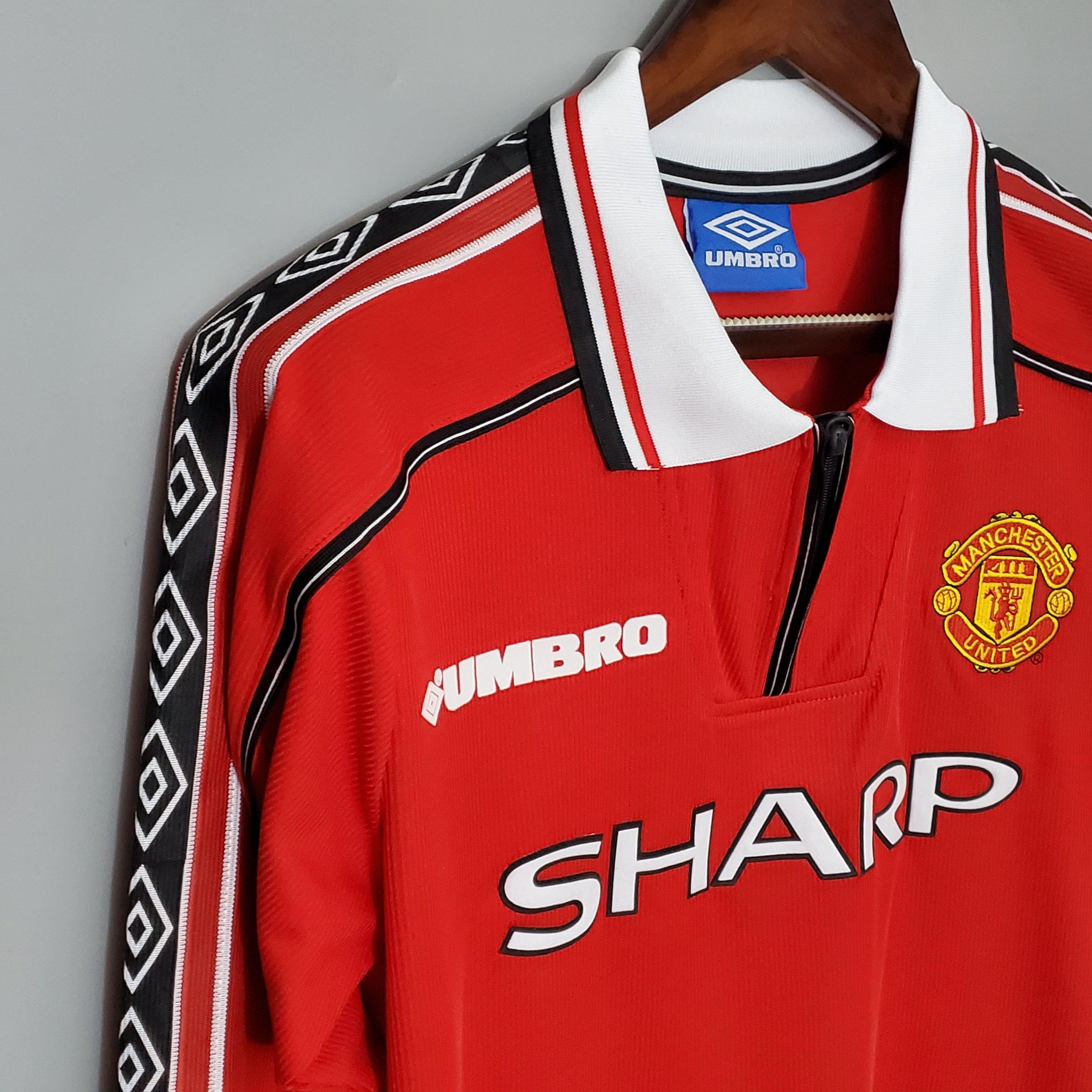 Camisa Manga Longa Manchester United 1998/99 Umbro - Vermelho - Loja da Seven Oficial