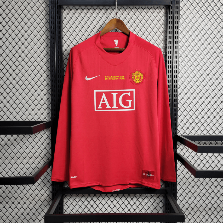 Camisa Manga longa Manchester United 2007/08 - Retrô Masculino - Vermelha - Loja da Seven Oficial