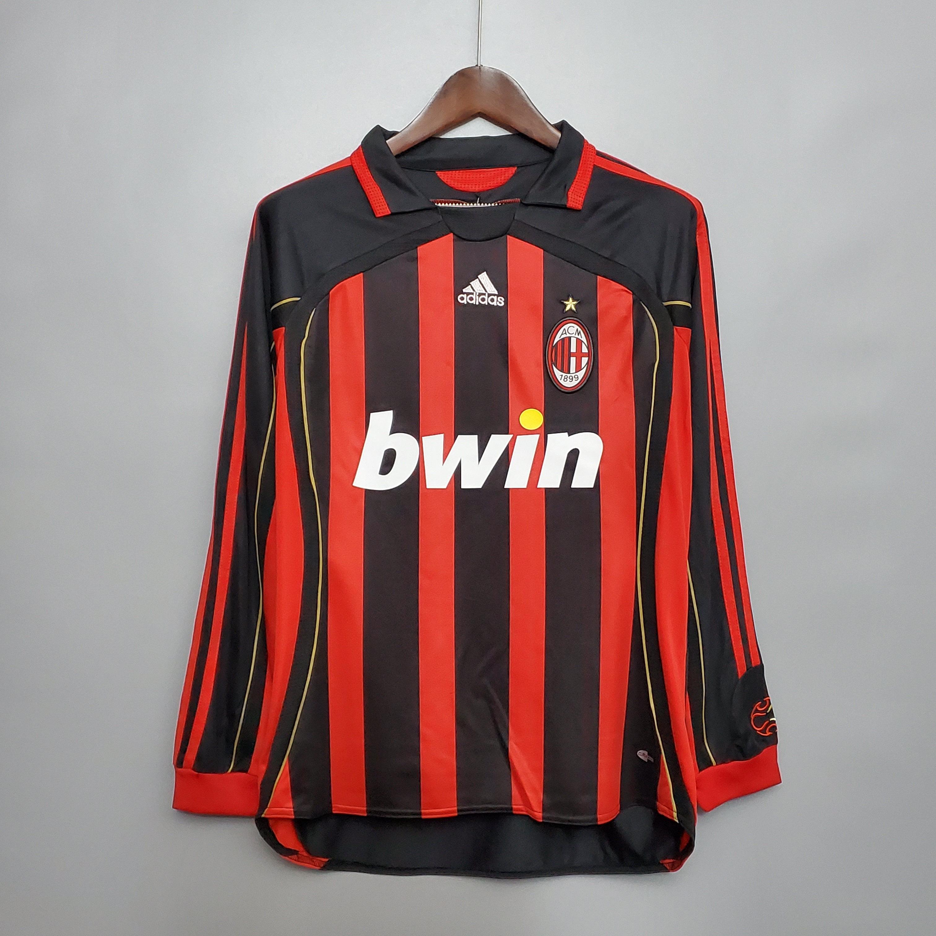 Camisa Manga Longa Milan 06/07 Adidas - Preto e Vermelho - Loja da Seven Oficial