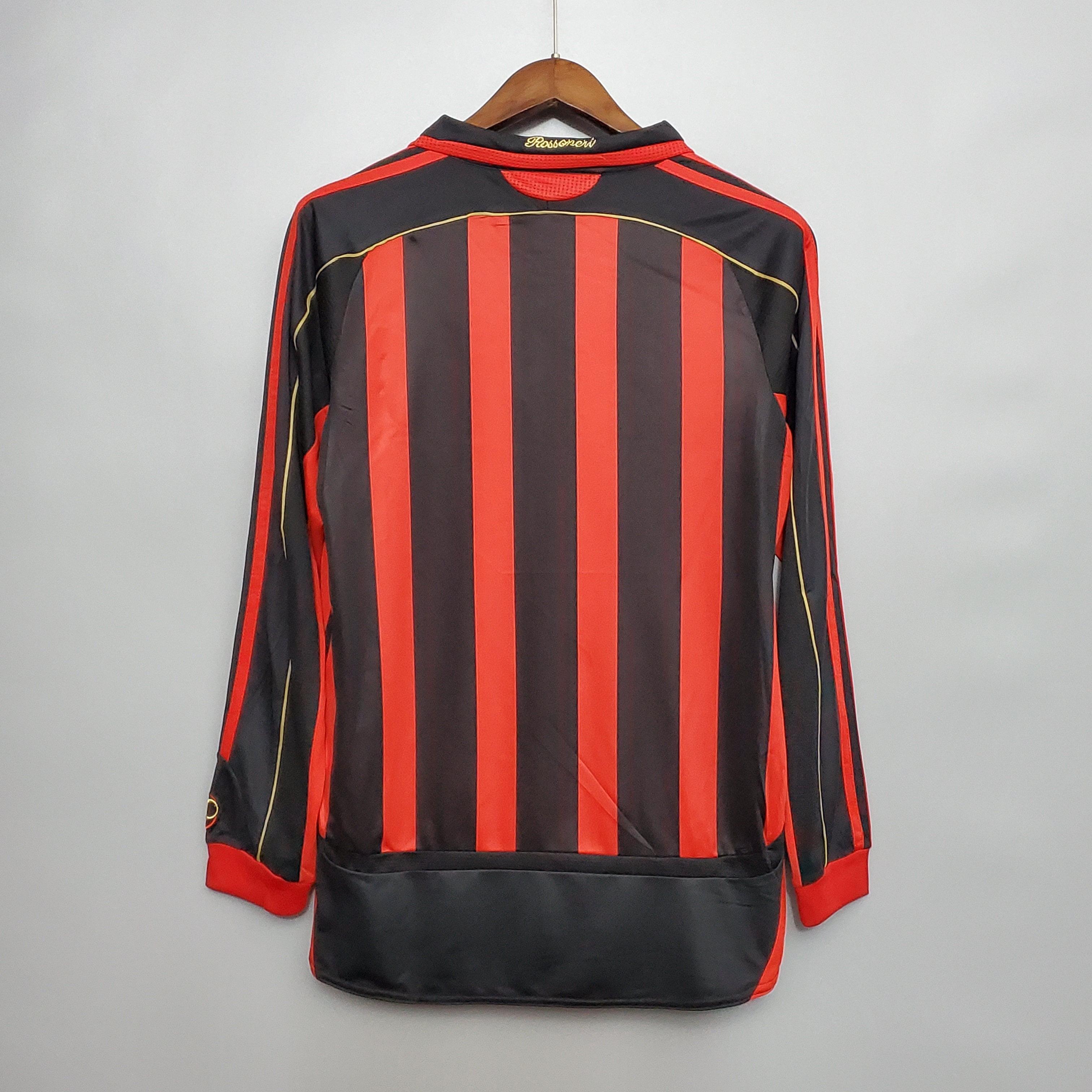 Camisa Manga Longa Milan 06/07 Adidas - Preto e Vermelho - Loja da Seven Oficial