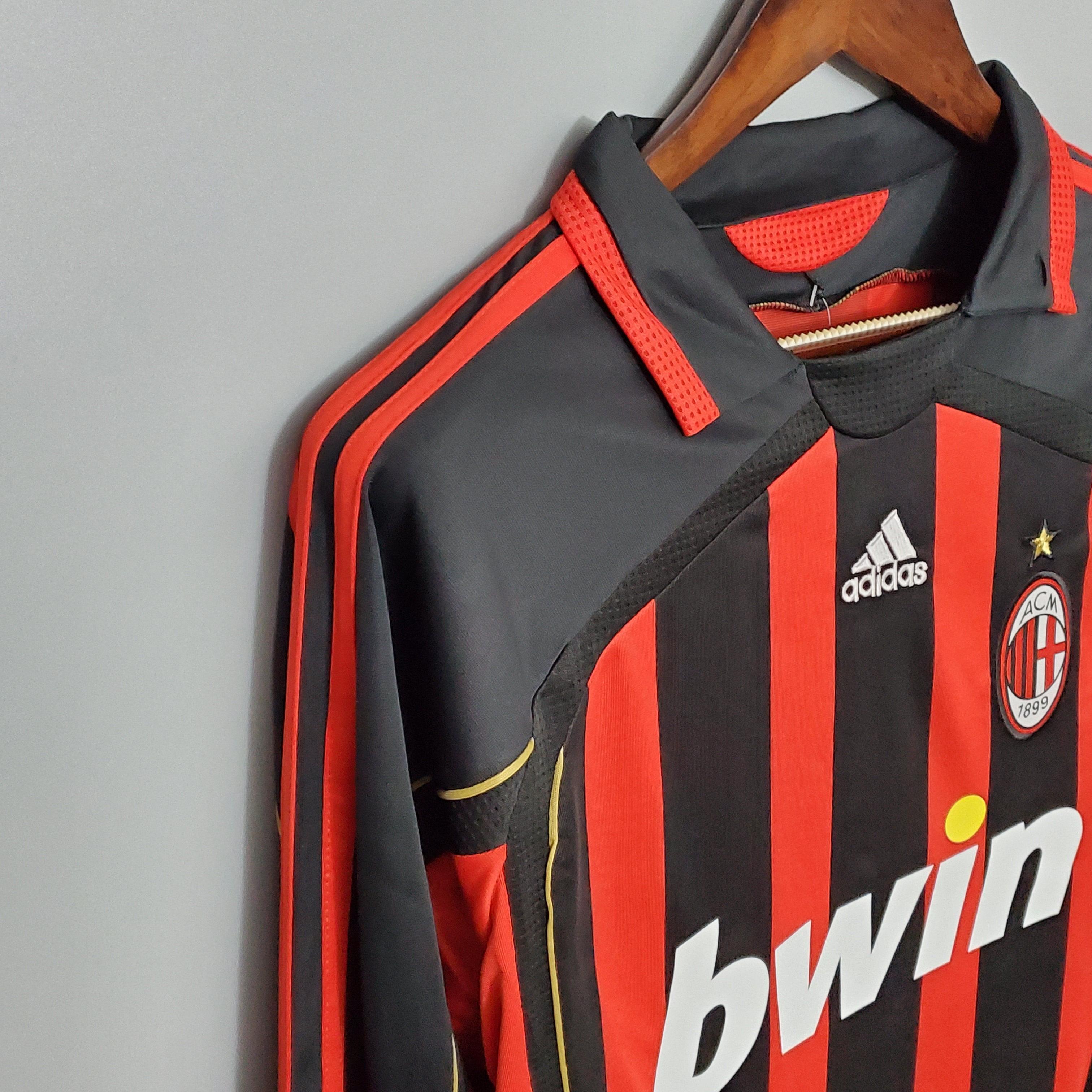 Camisa Manga Longa Milan 06/07 Adidas - Preto e Vermelho - Loja da Seven Oficial