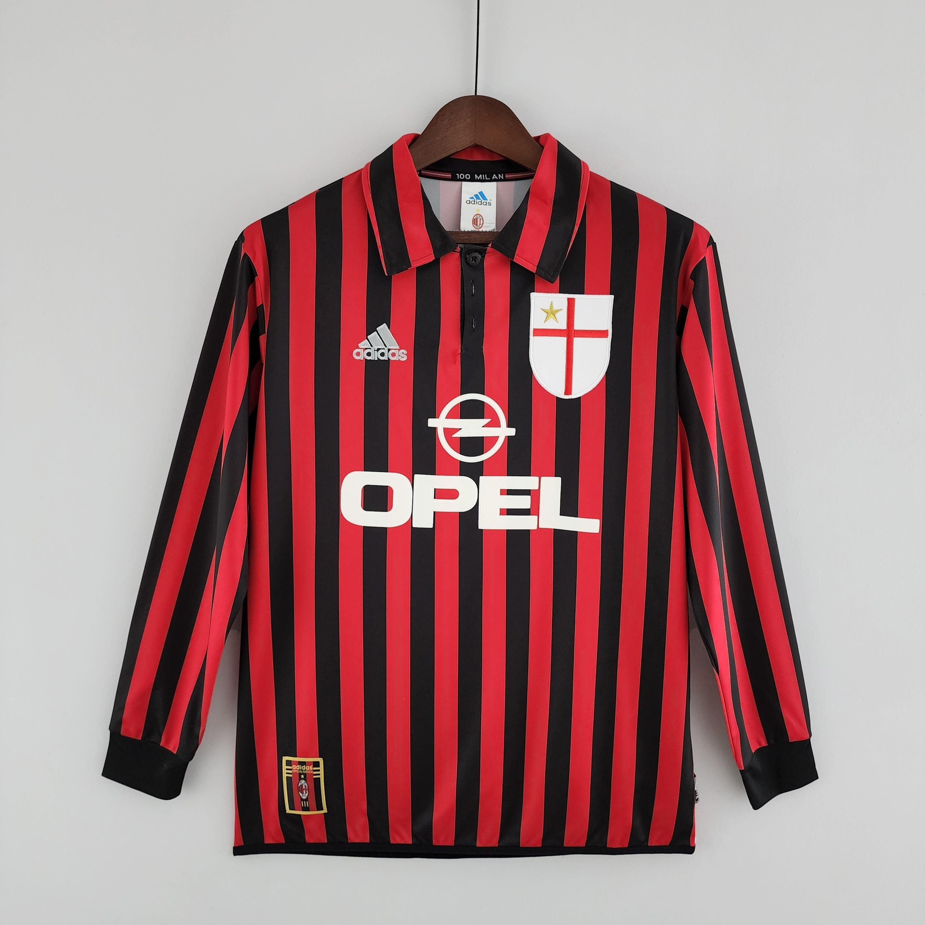 Camisa Manga Longa Milan 1999/2000 Adidas - Preto e Vermelho - Loja da Seven Oficial