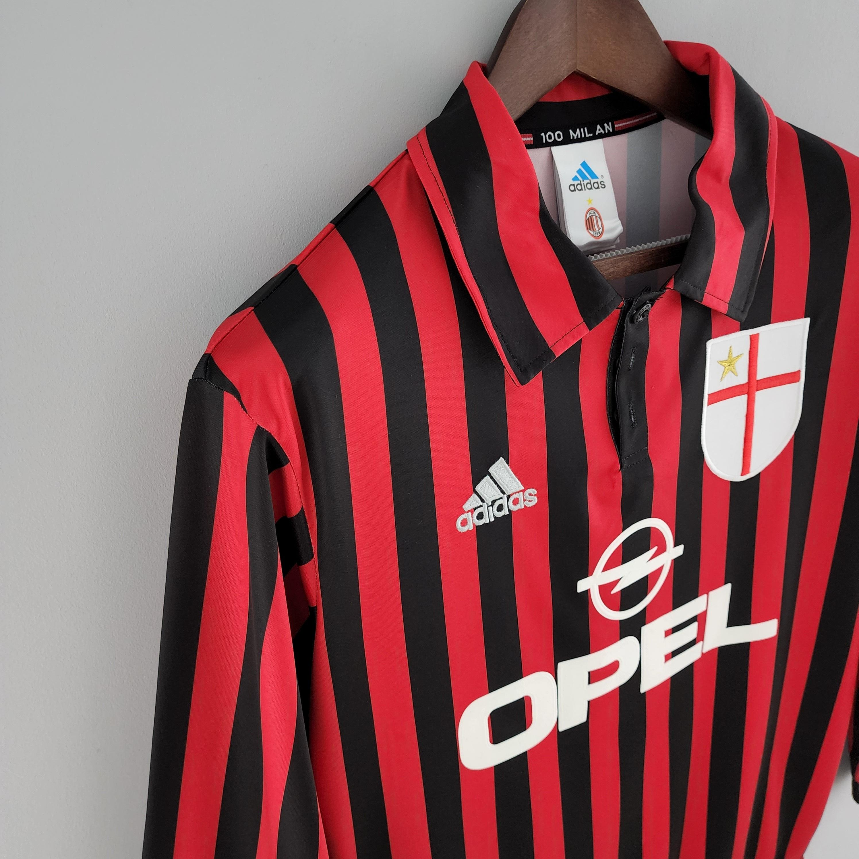 Camisa Manga Longa Milan 1999/2000 Adidas - Preto e Vermelho - Loja da Seven Oficial