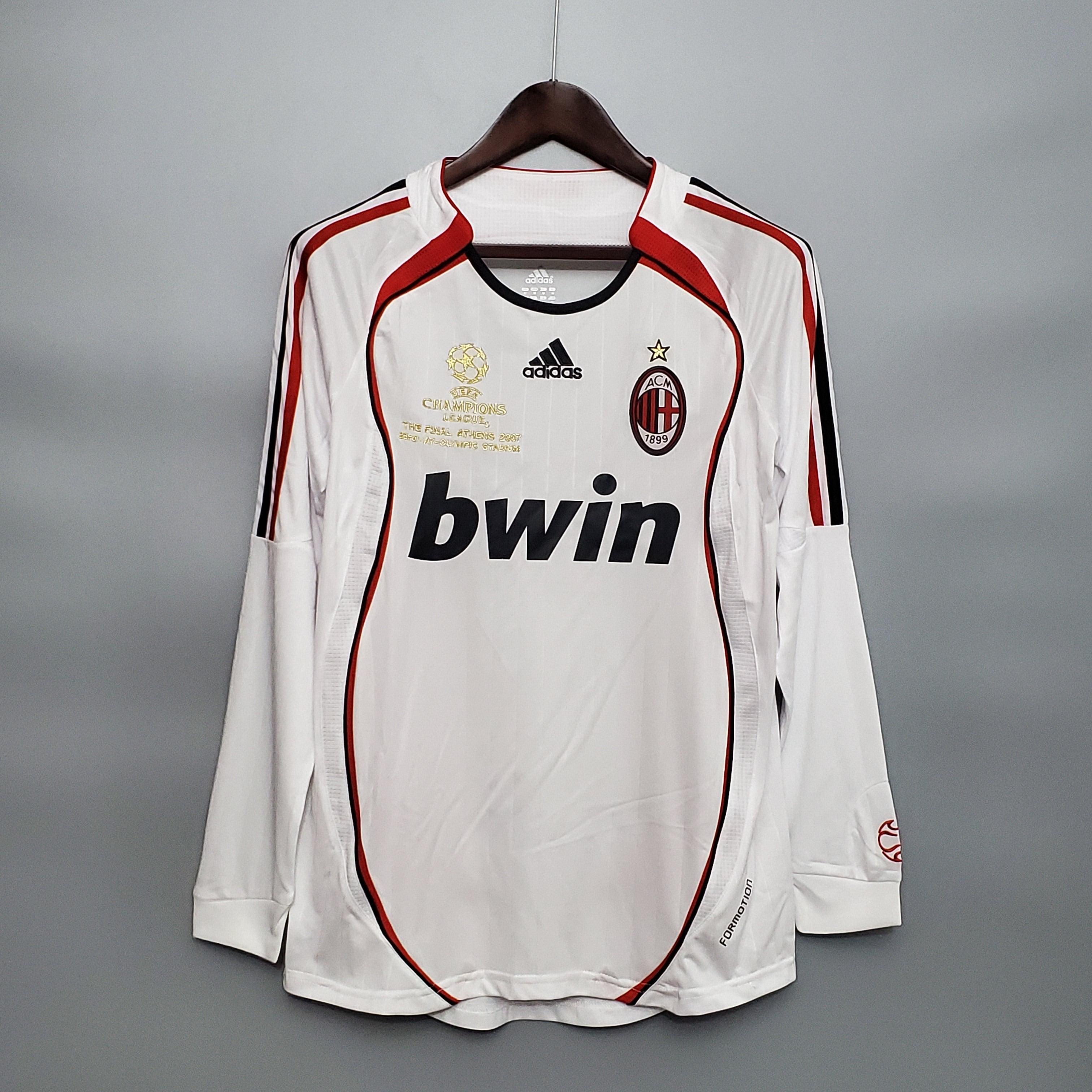 Camisa Manga Longa Milan Champions League 06/07 Adidas - Branco - Loja da Seven Oficial