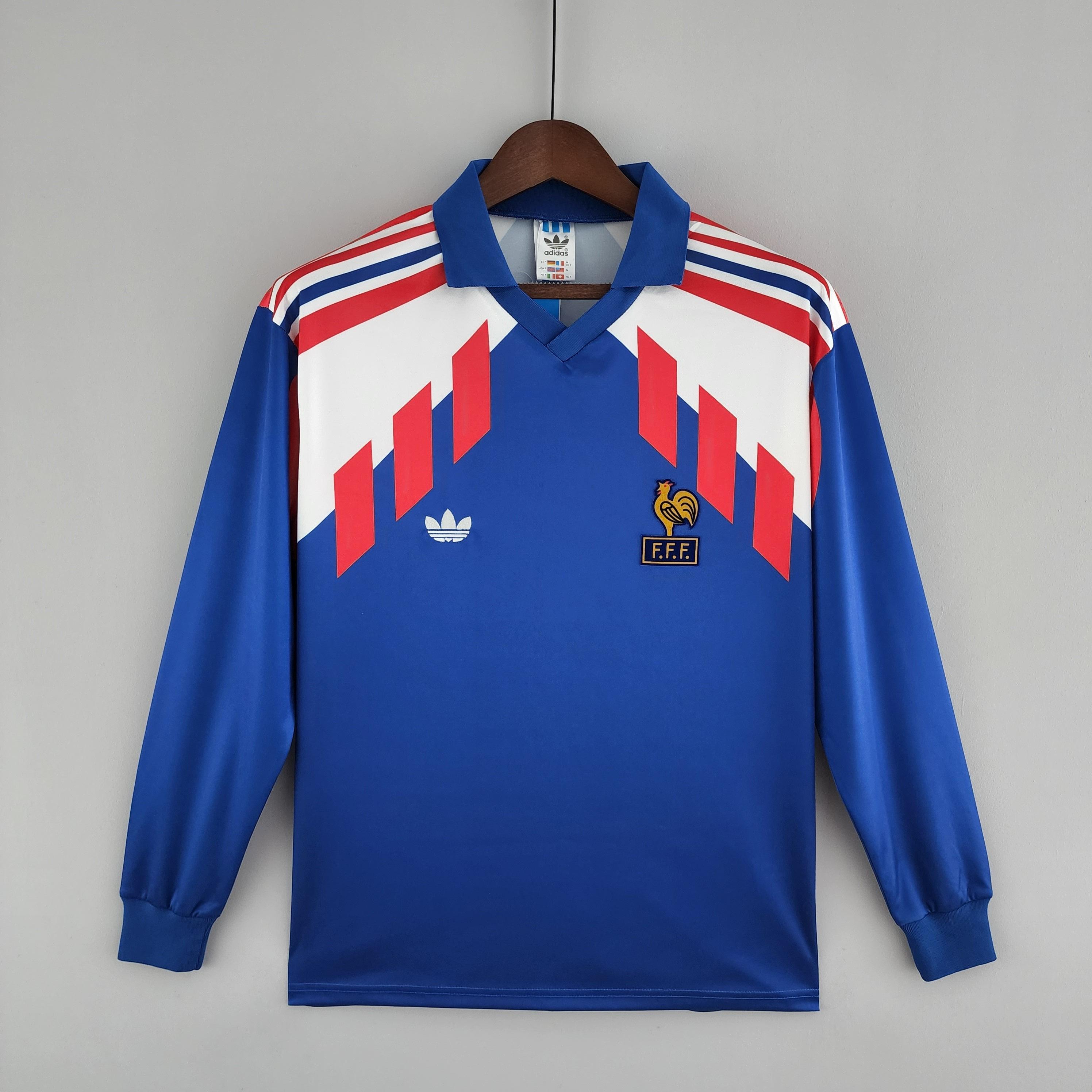 Camisa Manga Longa Seleção França 88/90 Adidas - Azul - Loja da Seven Oficial