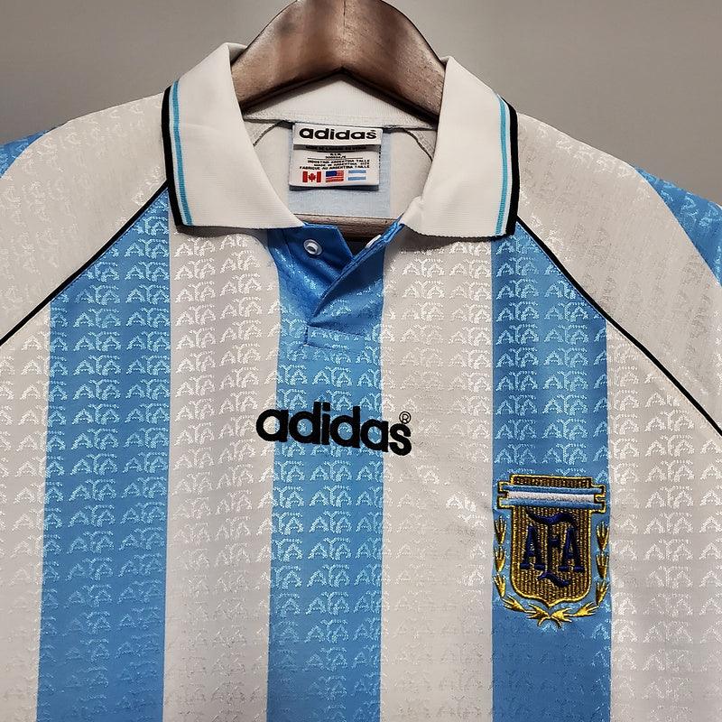 Camisa Seleção Argentina Retrô 1997-1998 Azul e Branca - Adidas - Loja da Seven Oficial