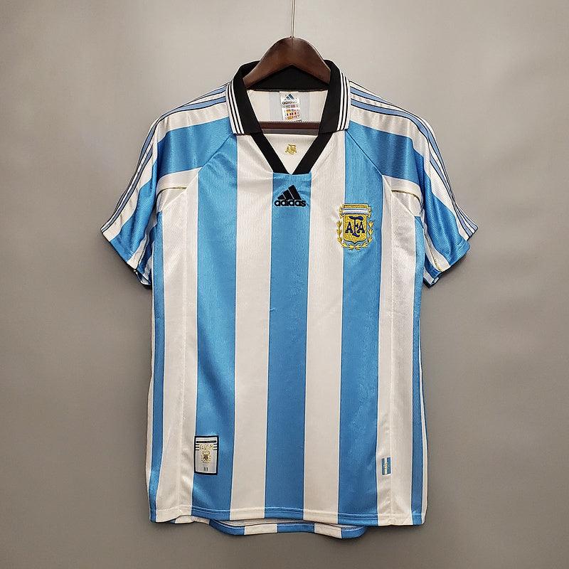 Camisa Seleção Argentina Retrô 1998 Azul e Branca - Adidas - Loja da Seven Oficial