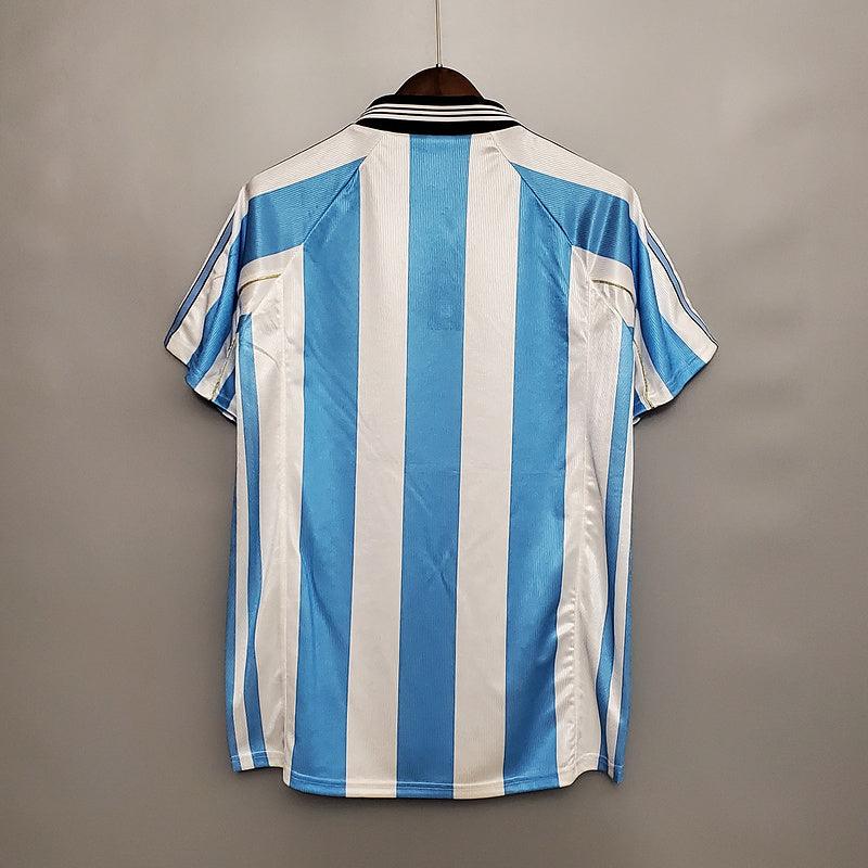 Camisa Seleção Argentina Retrô 1998 Azul e Branca - Adidas - Loja da Seven Oficial