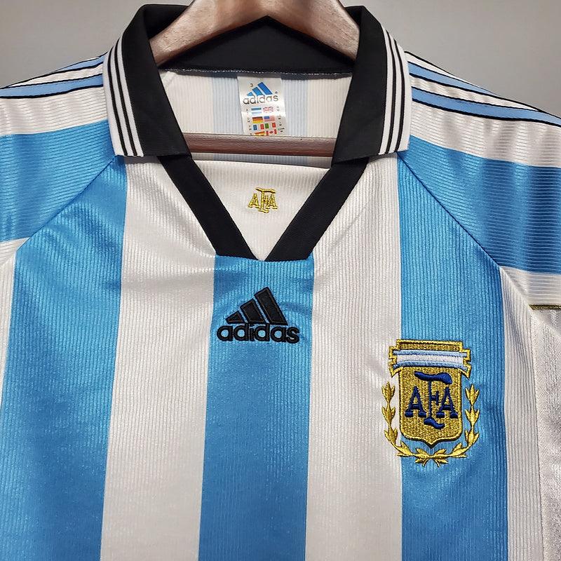 Camisa Seleção Argentina Retrô 1998 Azul e Branca - Adidas - Loja da Seven Oficial