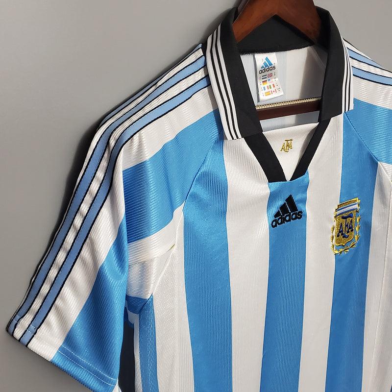 Camisa Seleção Argentina Retrô 1998 Azul e Branca - Adidas - Loja da Seven Oficial