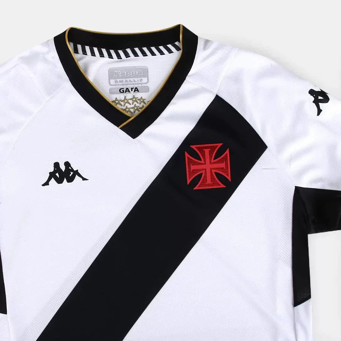 Camisa Vasco Feminino I 23/24 Kappa - Branca com Listra Preta - Loja da Seven Oficial