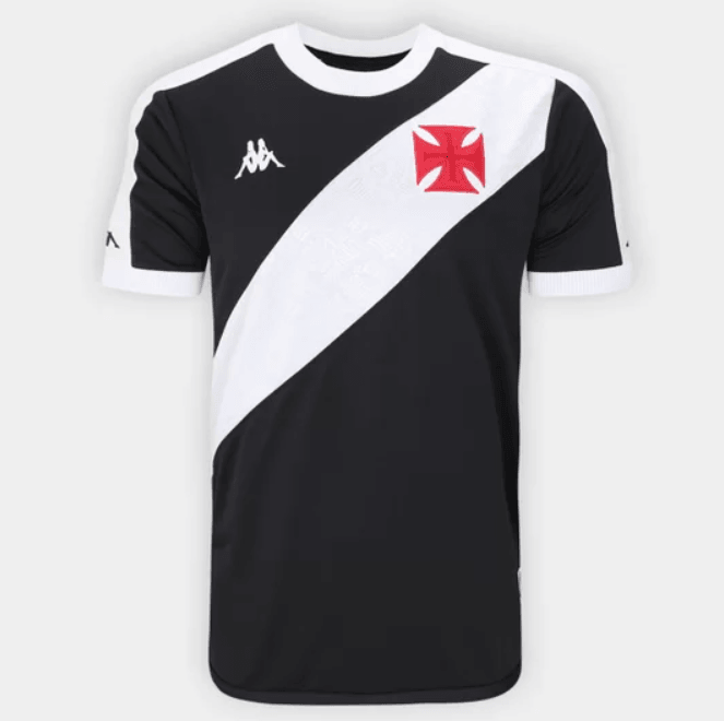 Camisa Vasco I 24/25 Kappa Masculina - Preto+Branco - Loja da Seven Oficial