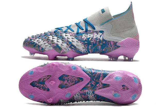 Chuteira Campo Adidas Predator Freak .1 FG Gray/Blue/Pink - Cano Alto - Loja da Seven Oficial