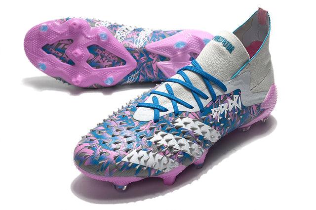 Chuteira Campo Adidas Predator Freak .1 FG Gray/Blue/Pink - Cano Alto - Loja da Seven Oficial