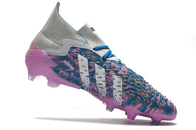 Chuteira Campo Adidas Predator Freak .1 FG Gray/Blue/Pink - Cano Alto - Loja da Seven Oficial