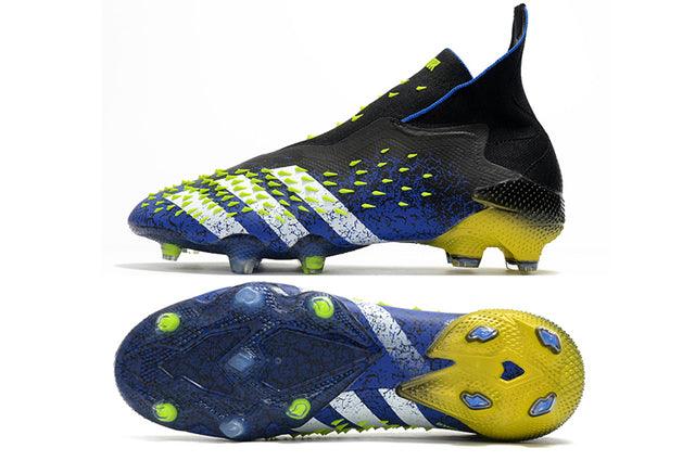 Chuteira Campo Adidas Predator Freak + FG Black/Blue/Yellow - Cano Alto - Loja da Seven Oficial