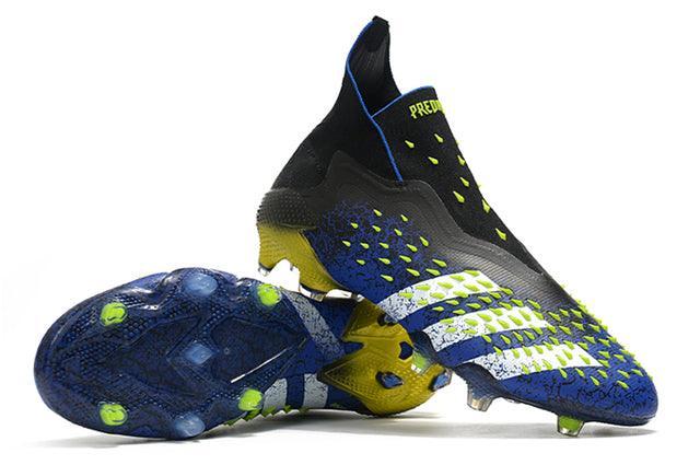 Chuteira Campo Adidas Predator Freak + FG Black/Blue/Yellow - Cano Alto - Loja da Seven Oficial