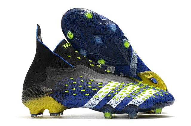 Chuteira Campo Adidas Predator Freak + FG Black/Blue/Yellow - Cano Alto - Loja da Seven Oficial