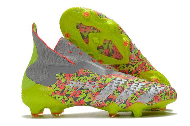 Chuteira Campo Adidas Predator Freak+ FG Clear Grey/White/Solar Yellow - Cano Alto - Loja da Seven Oficial